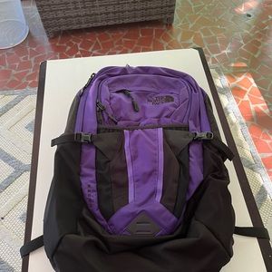 North face backpack in the color purple